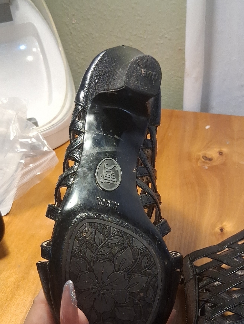 Sofft Black Strappy Peep-Toe Heels with Front Zip Size 7 - Picture 4 of 13